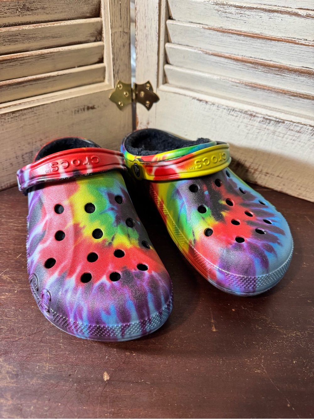 Crocs Classic Lined Tie Dye Clog Womens 9 Mens 7 Fleece